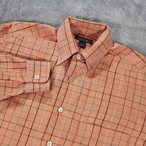 Ermenegildo Zegna Shirt Mens Large Plaid Check Button Up Long Sleeve Dress Shirt